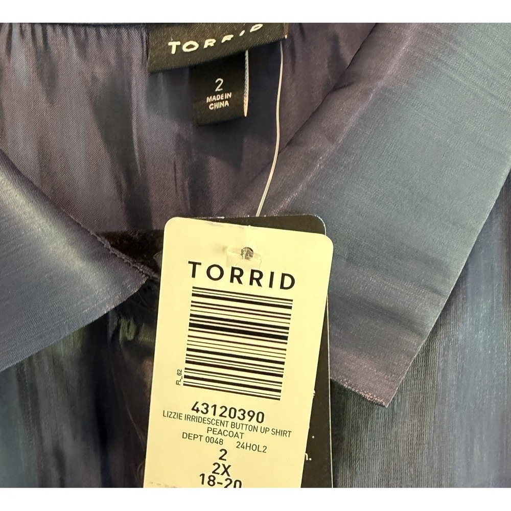 Torrid Black Long Sleeve Iridescent Semi Sheer Button Up Top Plus Size 2X - Picture 5 of 14